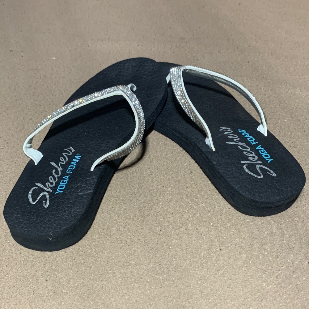 Skechers Black Sandals with Silver Straps